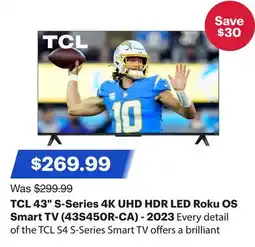 Best Buy TCL 43 S-Series 4K UHD HDR LED Roku OS Smart TV (43S450R-CA) - 2023 offer