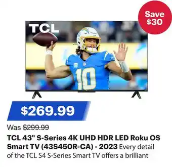 Best Buy TCL 43 S-Series 4K UHD HDR LED Roku OS Smart TV (43S450R-CA) - 2023 offer