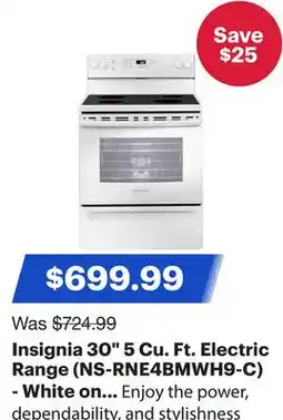 Best Buy Insignia 30 5 Cu. Ft. Electric Range (NS-RNE4BMWH9-C) - White on White - Only at Best Buy offer