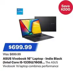 Best Buy ASUS Vivobook 16 Laptop - Indie Black (Intel Core i5-1335U/16GB RAM/1TB SSD/Win 11) offer