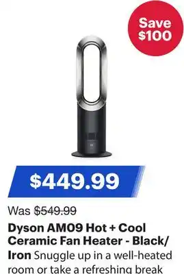 Best Buy Dyson AM09 Hot + Cool Ceramic Fan Heater - Black/Iron offer