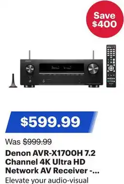 Best Buy Denon AVR-X1700H 7.2 Channel 4K Ultra HD Network AV Receiver - Exclusive Retail Partner offer