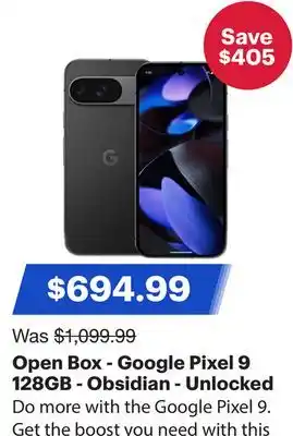 Best Buy Open Box - Google Pixel 9 128GB - Obsidian - Unlocked offer