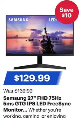 Best Buy Samsung 27 FHD 75Hz 5ms GTG IPS LED FreeSync Monitor (LF27T350FHNXZA) - Dark Blue Grey offer