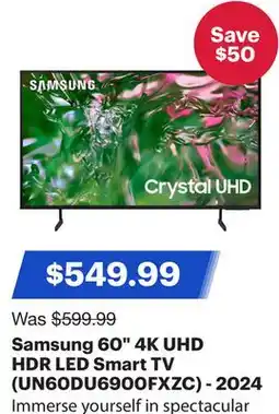 Best Buy Samsung 60 4K UHD HDR LED Smart TV (UN60DU6900FXZC) - 2024 offer