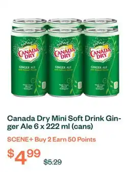 Voilà Canada Dry Mini Soft Drink Ginger Ale 6 x 222 ml (cans) offer