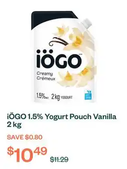 Voilà iÖGO 1.5% Yogurt Pouch Vanilla 2 kg offer