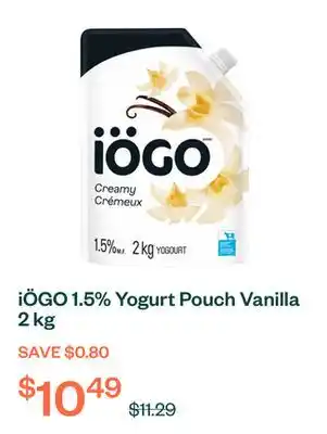 Voilà iÖGO 1.5% Yogurt Pouch Vanilla 2 kg offer