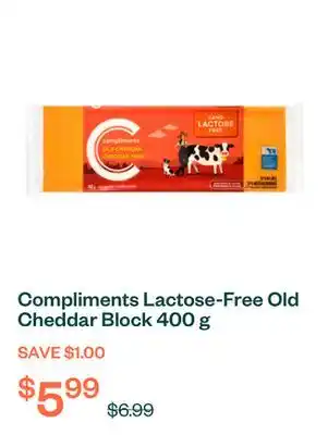 Voilà Compliments Lactose-Free Old Cheddar Block 400 g offer