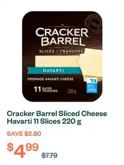 Voilà Cracker Barrel Sliced Cheese Havarti 11 Slices 220 g offer