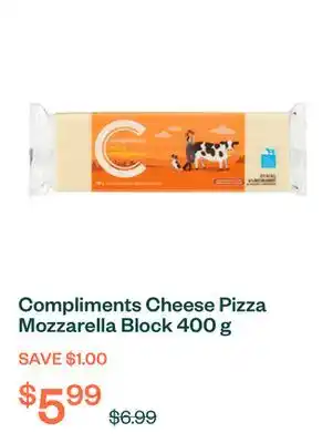 Voilà Compliments Cheese Pizza Mozzarella Block 400 g offer