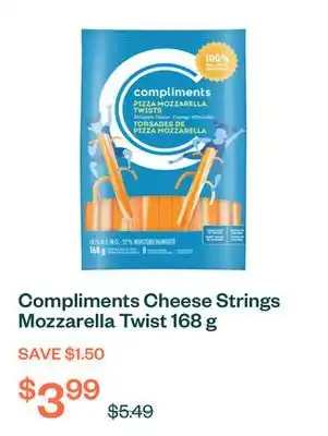 Voilà Compliments Cheese Strings Mozzarella Twist 168 g offer