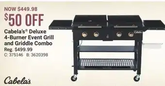 Cabela's Cabela's Deluxe 4-Burner Event Grill and Griddle Combo offer