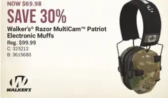 Cabela's Walker's Razor MultiCam Patriot Electronic Muffs offer