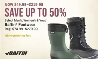 Cabela's Select Men's, Women's & Youth Baffin Footwear offer