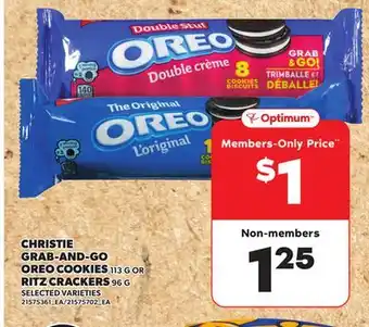 Loblaws CHRISTIE GRAB-AND-GO OREO COOKIES 113G OR RITZ CRACKERS 96G offer