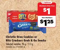 No Frills CHRISTIE OREO COOKIES OR RITZ CRACKERS GRAB & GO SNACKS, 96 g - 113 g offer