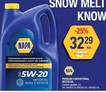 NAPA Auto Parts PREMIUM CONVENTIONAL MOTOR OIL offer