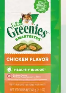 Petvalu Greenies Healthy Indoor Chicken Flavour Smartbite cat treats offer