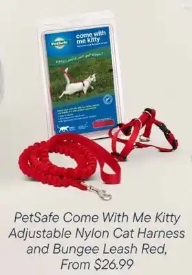 Petvalu PetSafe Come With Me Kitty Adjustable Nylon Cat Harness and Bungee Leash Red offer