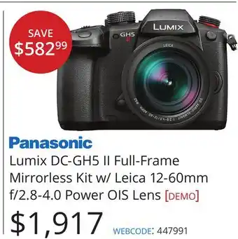 Vistek Panasonic Lumix DC-GH5 II Full-Frame Mirrorless Kit w/ Leica 12-60mm f/2.8-4.0 Power OIS Lens [demo] offer