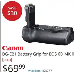 Vistek Canon BG-E21 Battery Grip for EOS 6D MK ll offer