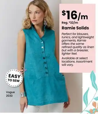 Fabricland Ramie Solids offer