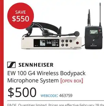 Vistek EW 100 G4 Wireless Bodypack Microphone System [open box] offer