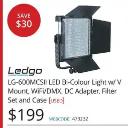 Vistek LG-600MCSII LED Bi-Colour Light w/ V Mount, WiFi/DMX, DC Adapter, Filter offer