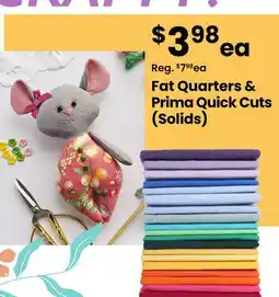 Fabricland Fat Quarters & Prima Quick Cuts (Solids) offer