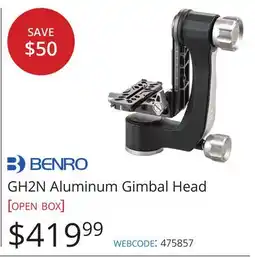 Vistek Benro GH2N Aluminum Gimbal Head offer