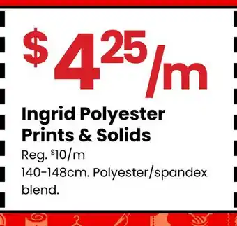 Fabricland Ingrid Polyester Prints & Solids offer