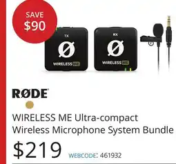 Vistek WIRELESS ME Ultra-compact Wireless Microphone System Bundle offer