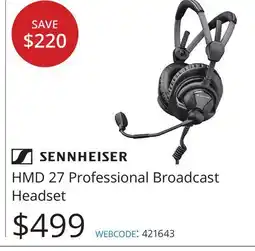 Vistek Sennheiser HMD 27 Professional Broadcast Headset offer