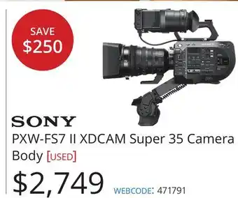 Vistek Sony PXW-FS7 II XDCAM Super 35 Camera Body offer