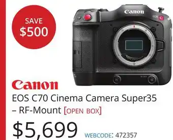 Vistek Canon EOS C70 Cinema Camera Super35-RF-Mount offer