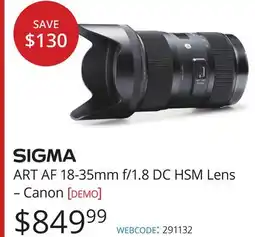 Vistek ART AF 18-35mm f/1.8 DC HSM Lens-Canon [demo] offer