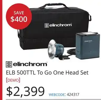 Vistek Elinchrom ELB 500TTL To Go One Head Set [demo] offer