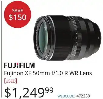 Vistek FUJIFILM Fujinon XF 50mm f/1.0 R WR offer