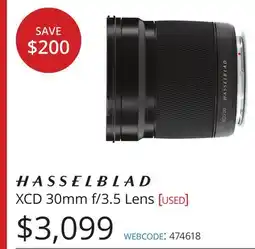 Vistek HASSELBLAD XCD 30mm f/3.5 Lens offer