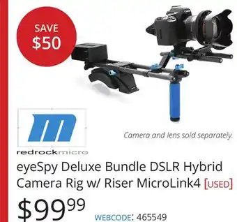 Vistek eyeSpy Deluxe Bundle DSLR Hybrid Camera Rig w/ Riser MicroLink4 offer