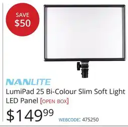 Vistek LumiPad 25 Bi-Colour Slim Soft Light LED Panel [open box] offer