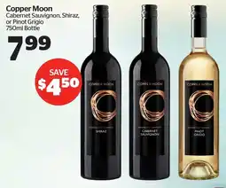 Calgary Co-op Copper Moon Cabernet Sauvignon, Shiraz, or Pinot Grigio offer