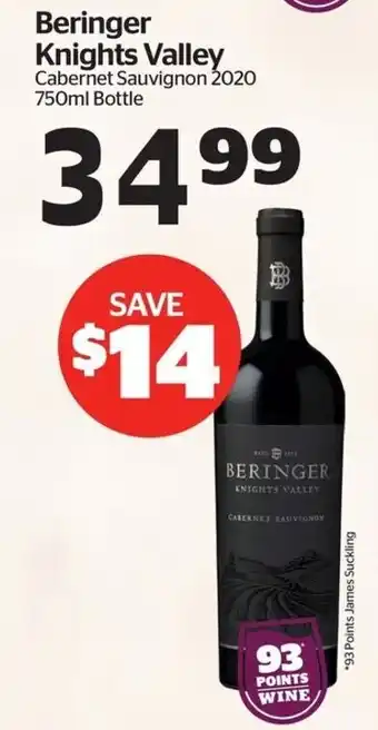 Calgary Co-op Beringer Knights Valley Cabernet Sauvignon 2020 offer