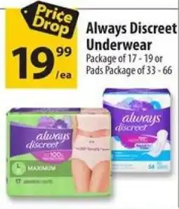 Co-op Always Discreet Underwear offer