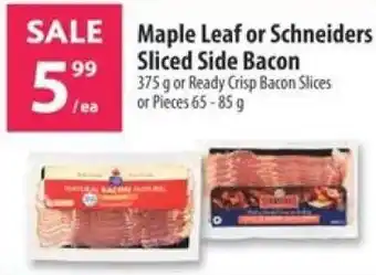 Co-op Maple Leaf or Schneiders Sliced Side Bacon offer