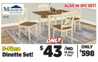 Surplus Furniture Cream & Oak 5Pc Dinette Set offer