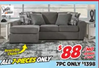 Surplus Furniture 7PC Package: Gardiner Pewter 2Pc Sectional offer