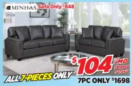 Surplus Furniture 7PC Package: Grey Leather-Look Sofa & Loveseat offer