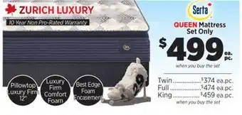 Surplus Furniture Zurich Luxury Queen Mattress Set offer